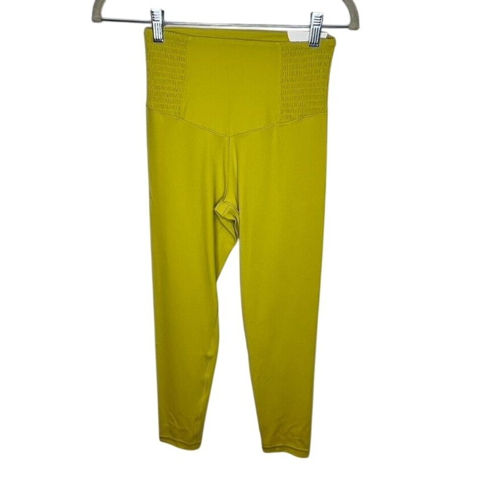 Offline By Aerie Yellow High-Waisted Leggings With Smocked Waistband M/M NWOT